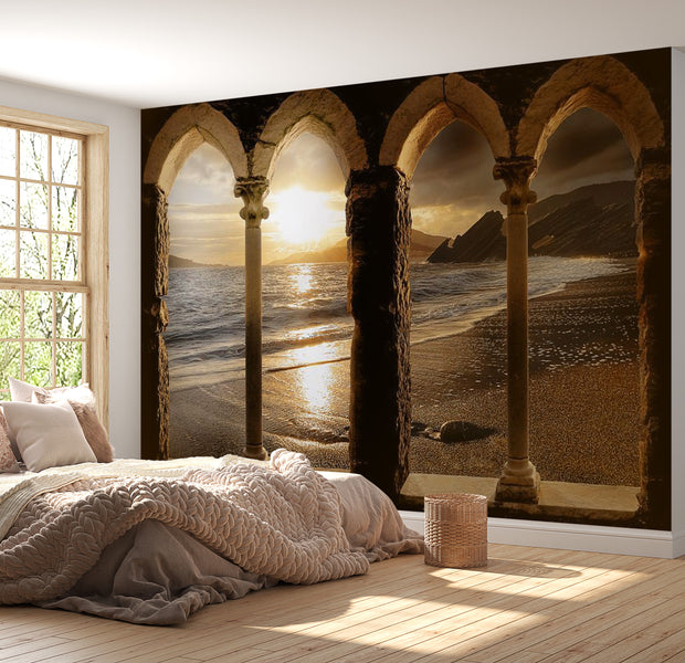 Landscape Wallpaper Wall Mural - Castle Beach View