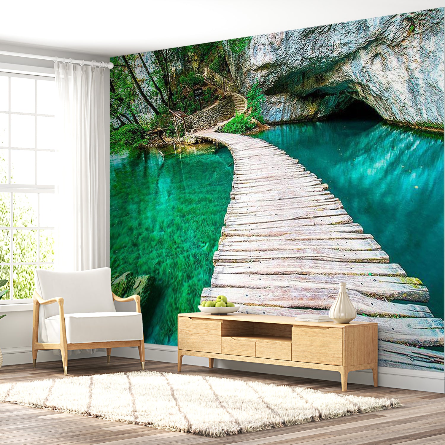Landscape Wallpaper Wall Mural - Old Lake Bridge