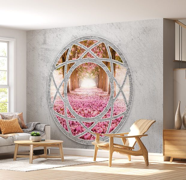 Landscape Wallpaper Wall Mural - Floral Window View