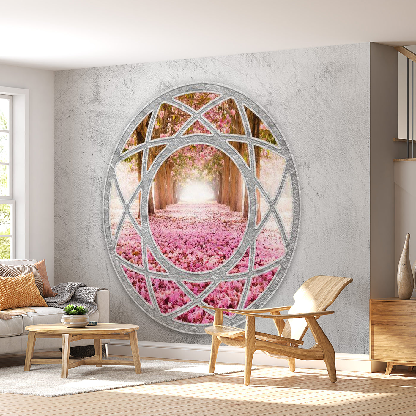 Landscape Wallpaper Wall Mural - Floral Window View