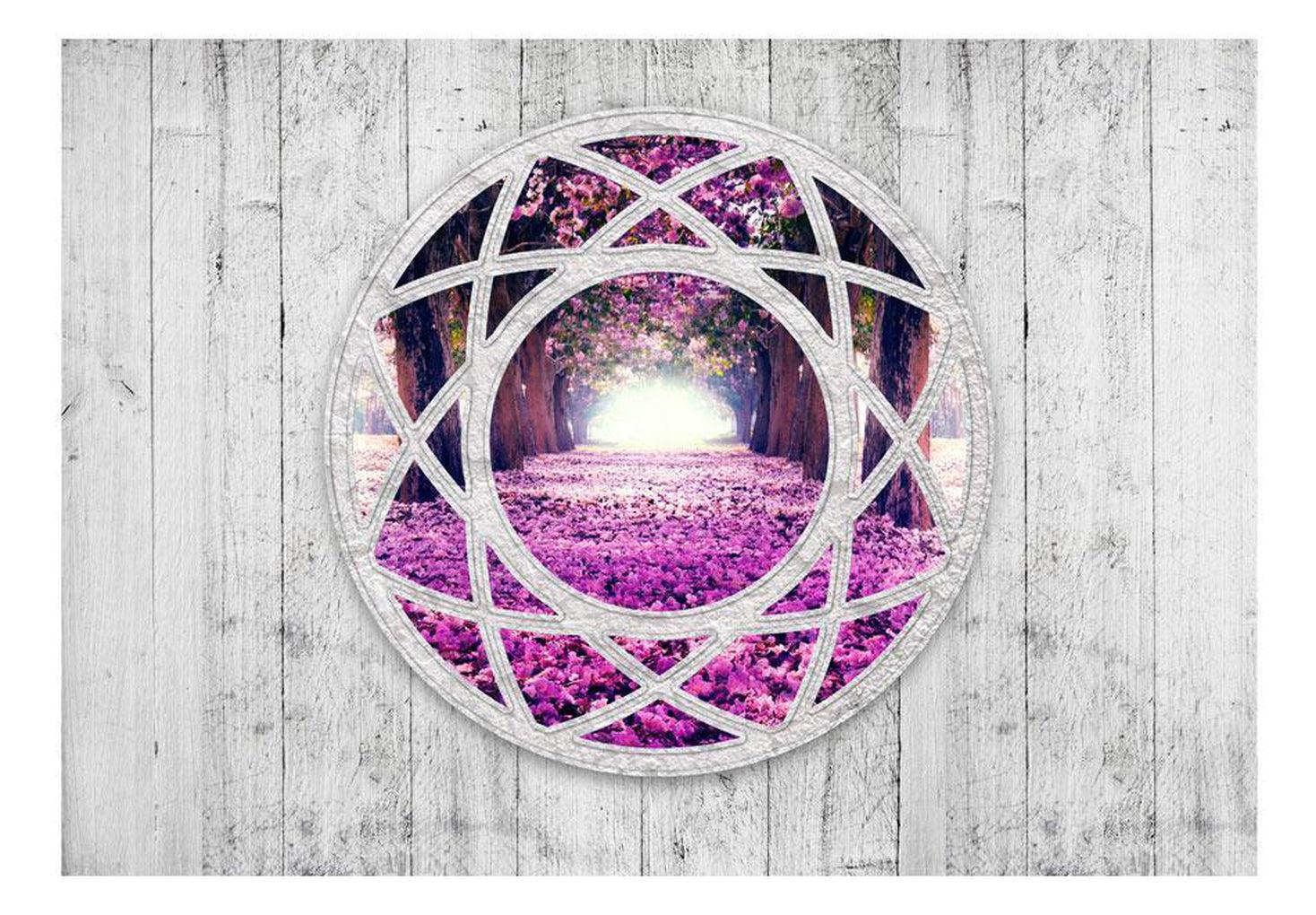 Landscape Wallpaper Wall Mural - Fuchsia Window View