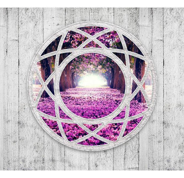 Landscape Wallpaper Wall Mural - Fuchsia Window View