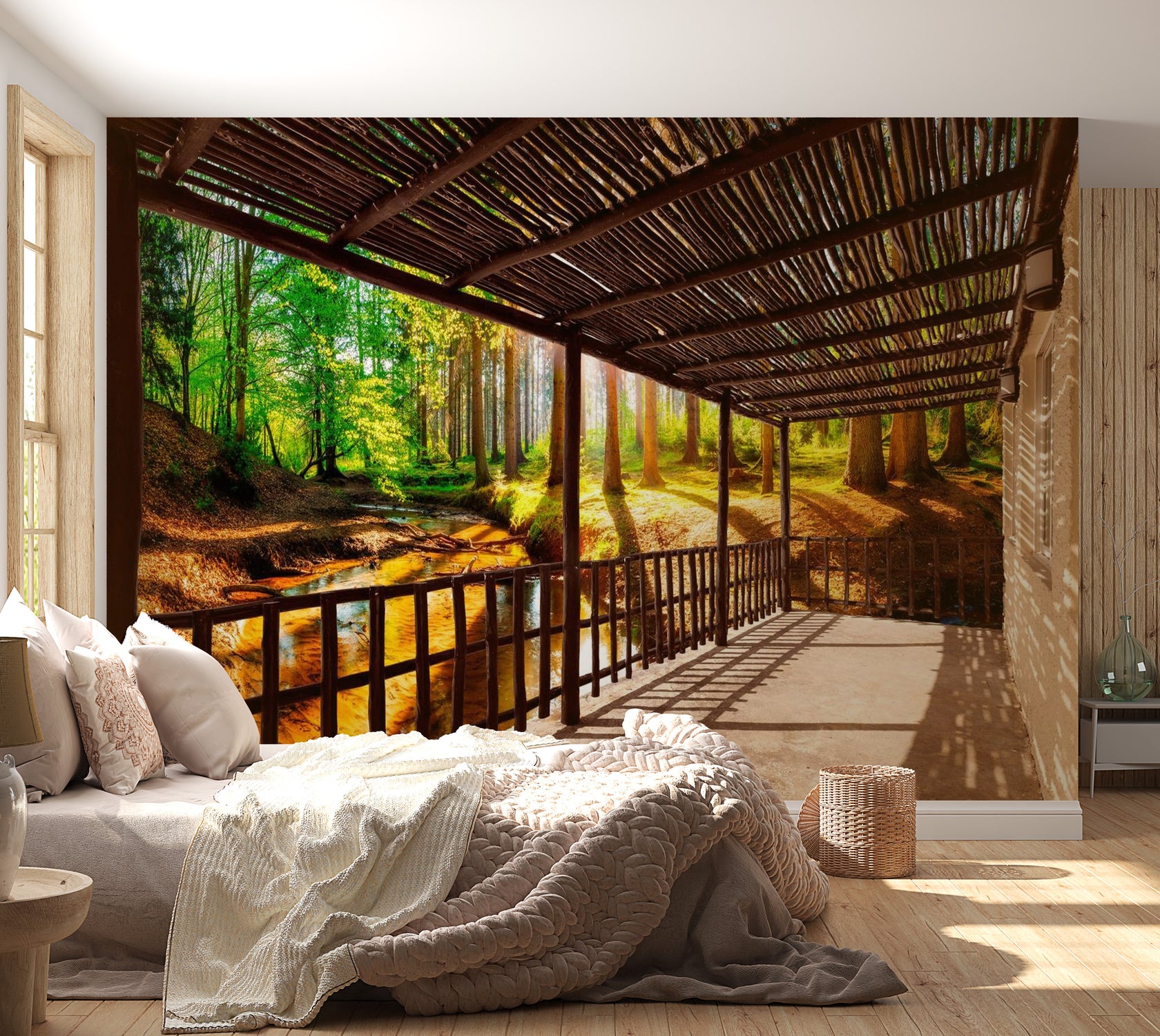 Landscape Wallpaper Wall Mural - Forest Cabin