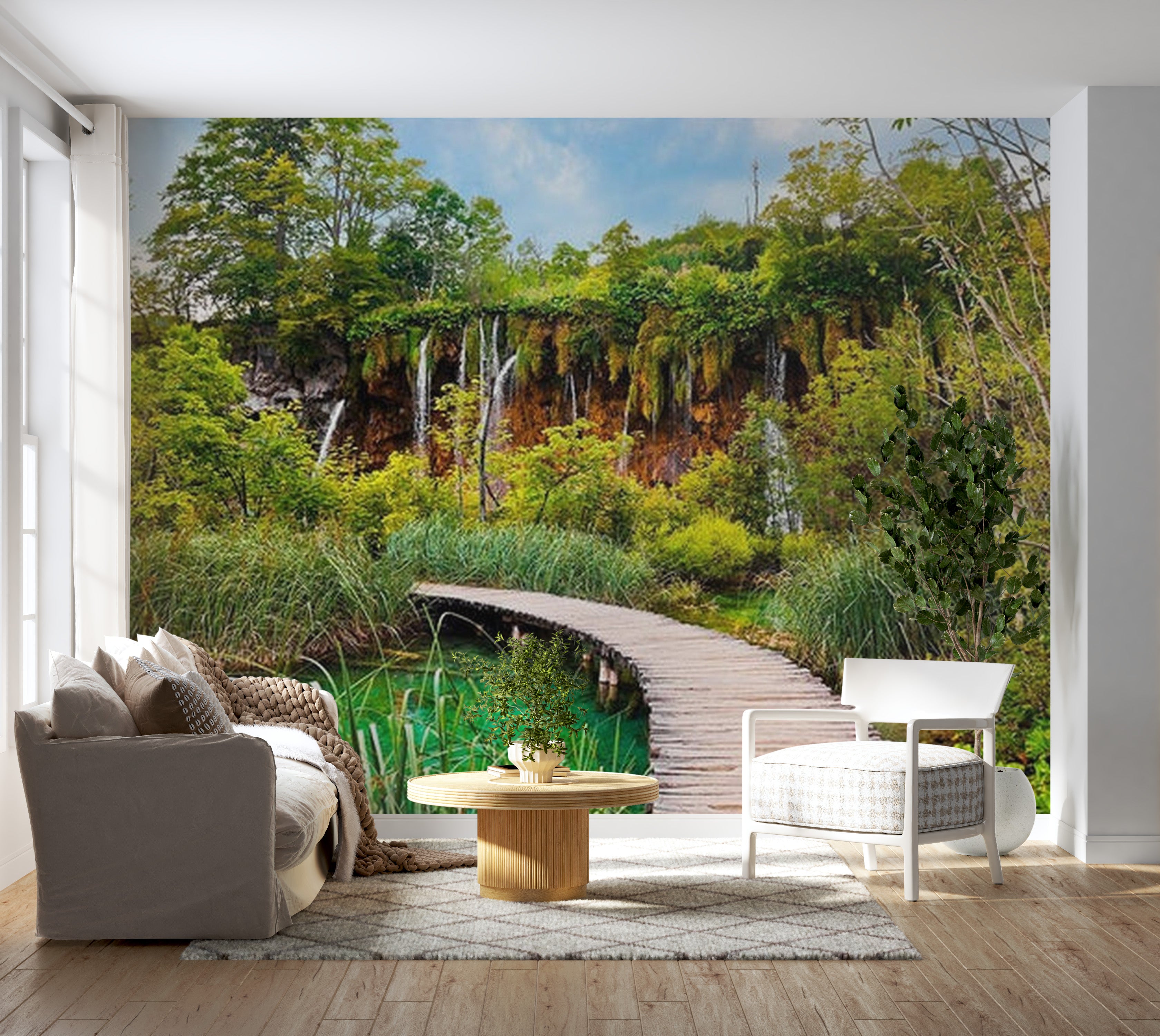 Landscape Wallpaper Wall Mural - Wooden Nature Path