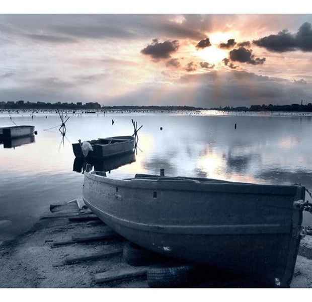 Landscape Wallpaper Wall Mural - Little Port Boats
