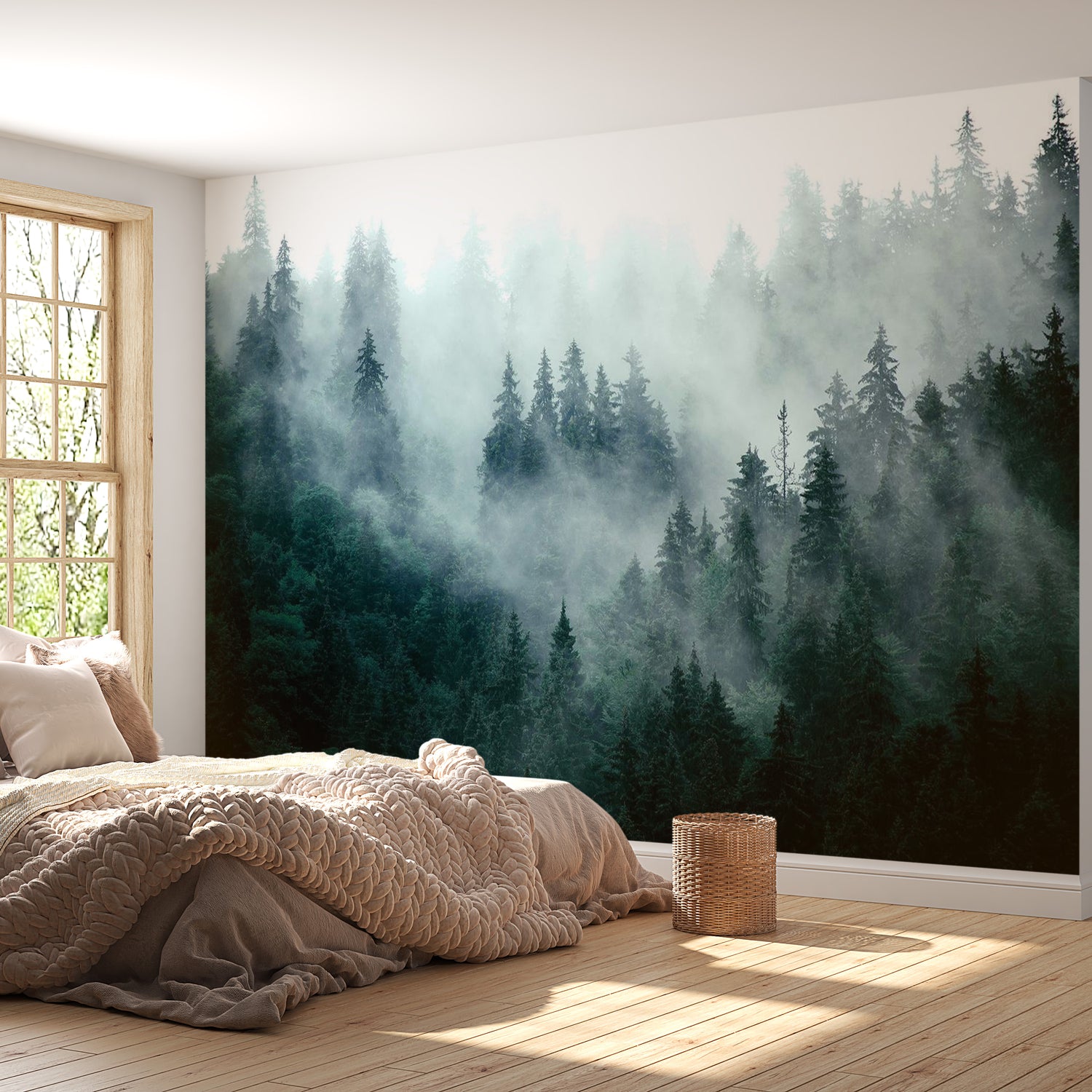 Landscape Wallpaper Wall Mural - Mountain Forest Dark Green