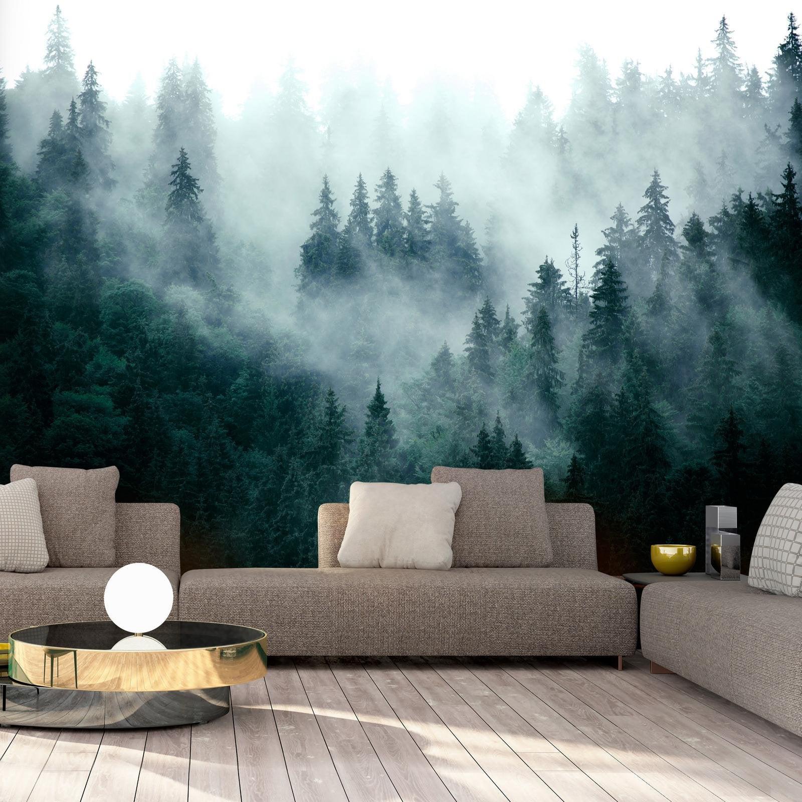 Landscape Wallpaper Wall Mural - Mountain Forest Dark Green