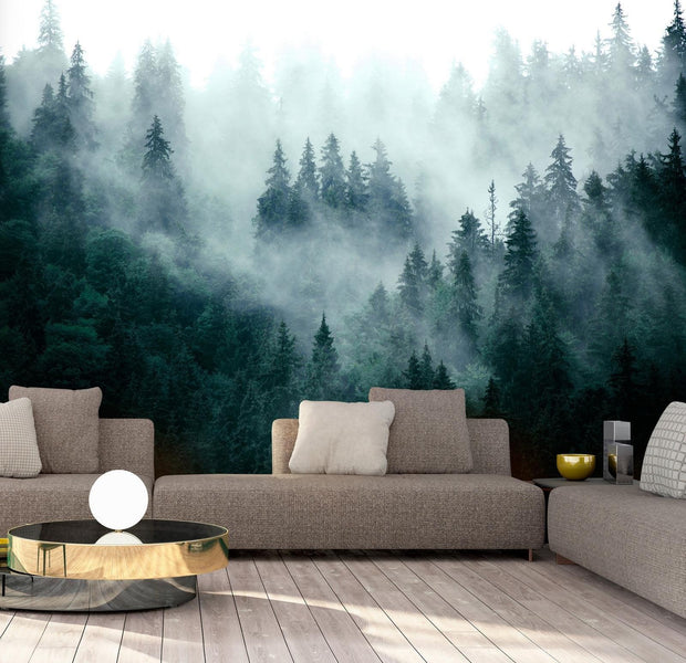 Landscape Wallpaper Wall Mural - Mountain Forest Dark Green