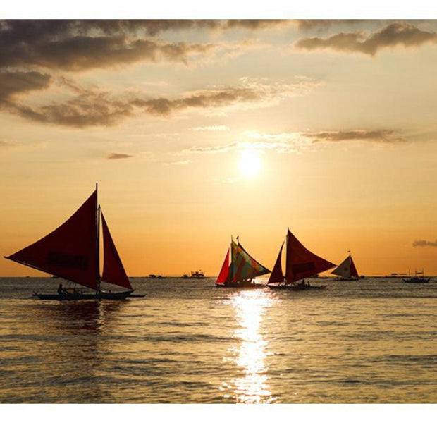 Landscape Wallpaper Wall Mural - Sailing Boats - Sunset