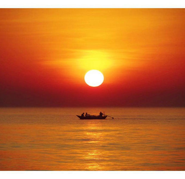 Landscape Wallpaper Wall Mural - Sunset With Fishing Boat