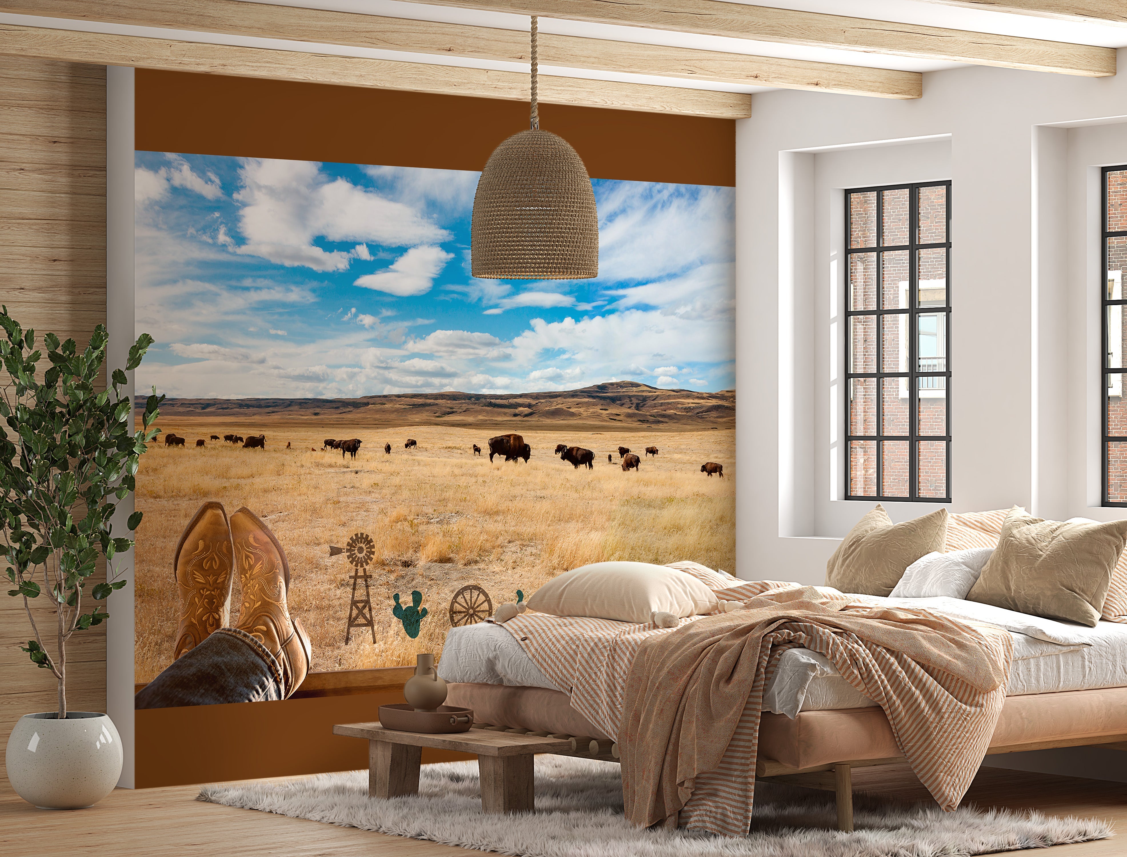 Landscape Wallpaper Wall Mural - Texas Ranch-Tiptophomedecor