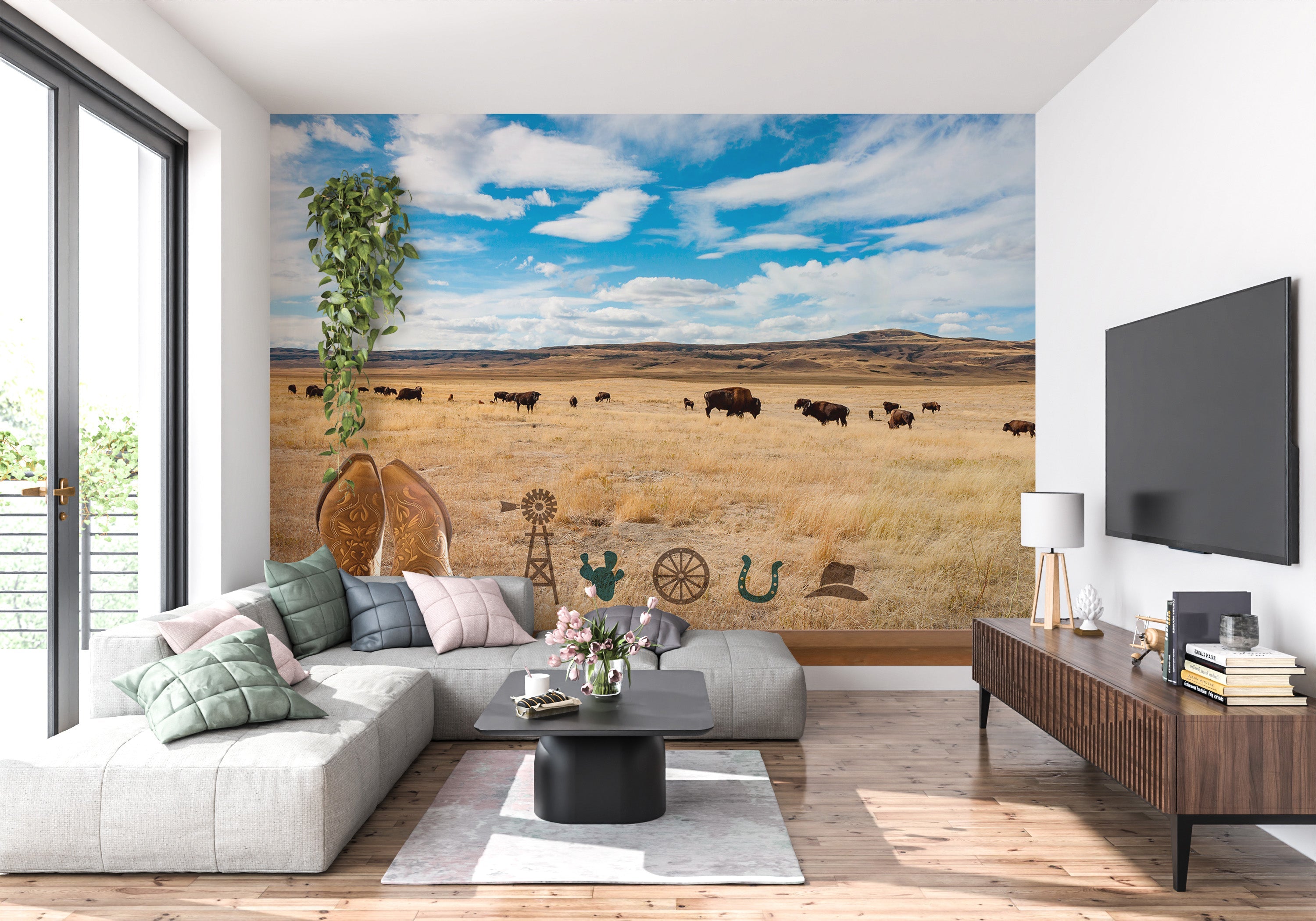 Landscape Wallpaper Wall Mural - Texas Ranch-Tiptophomedecor