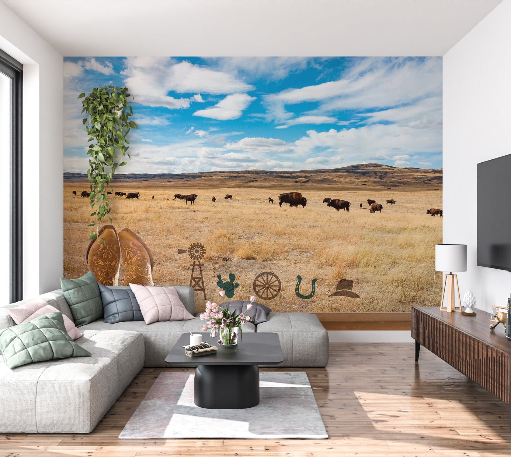 Landscape Wallpaper Wall Mural - Texas Ranch-Tiptophomedecor
