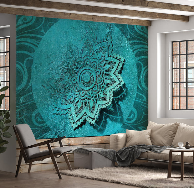 Mandala Wallpaper Wall Mural - Azure Flower