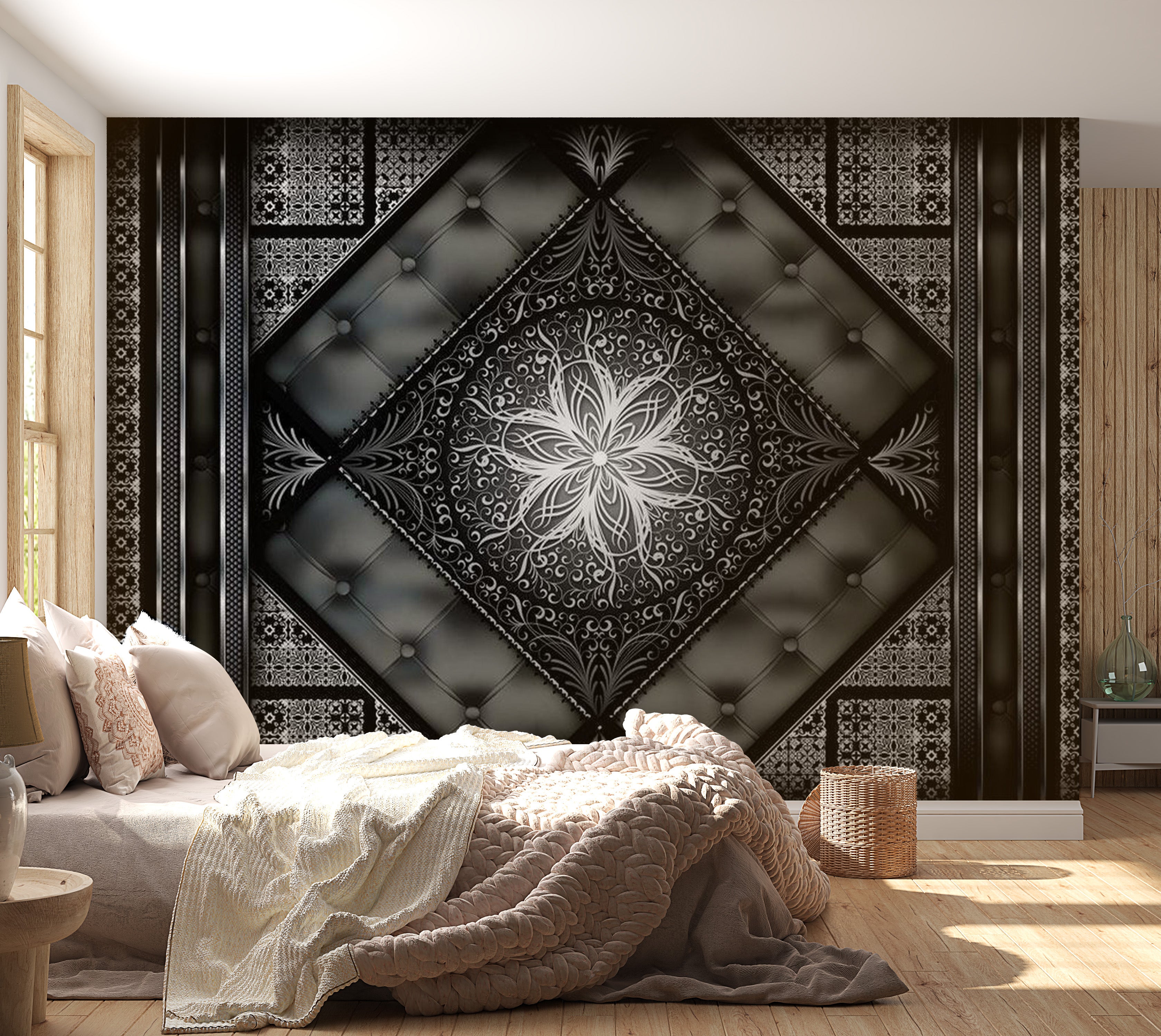 Mandala Wallpaper Wall Mural - Black Mosaic