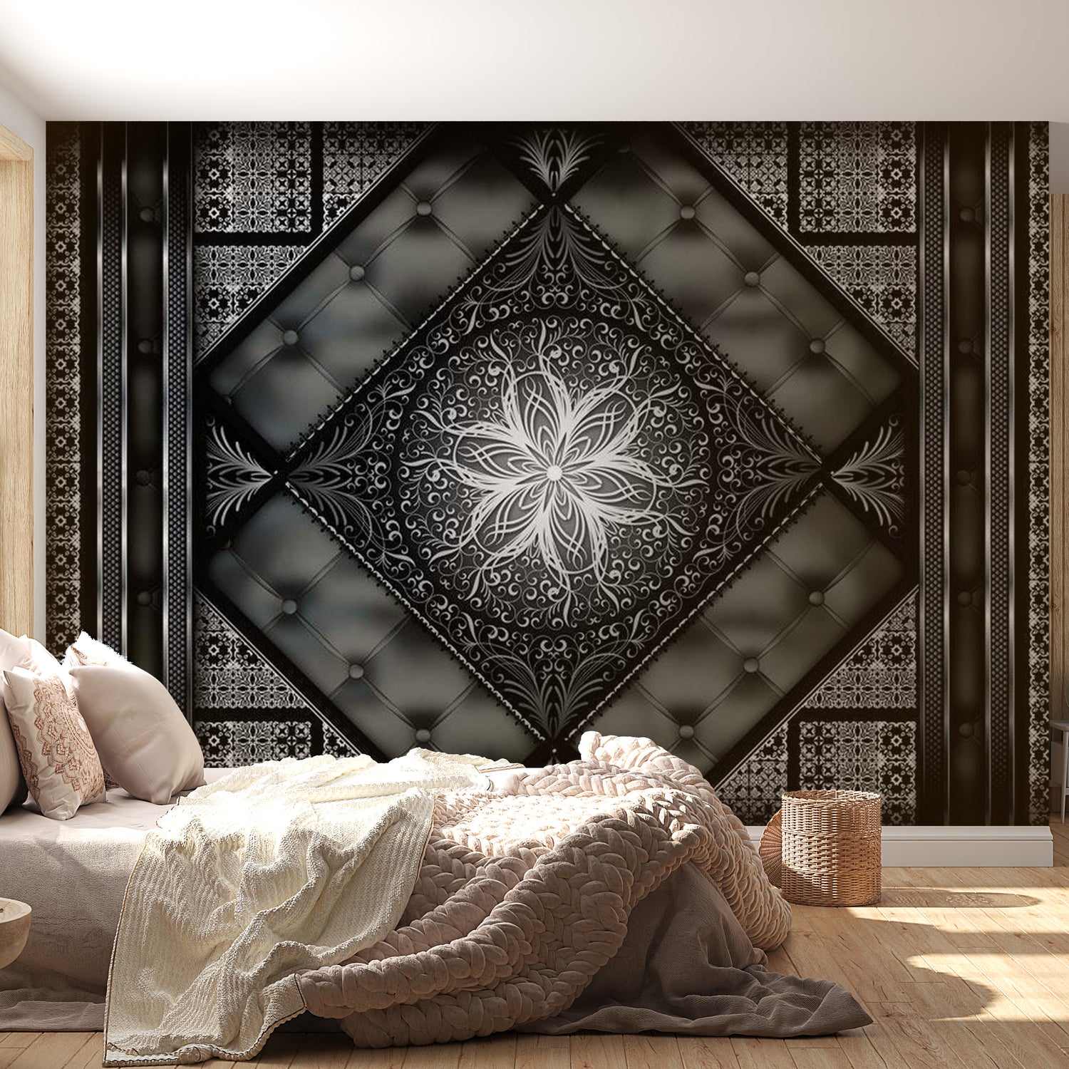 Mandala Wallpaper Wall Mural - Black Mosaic
