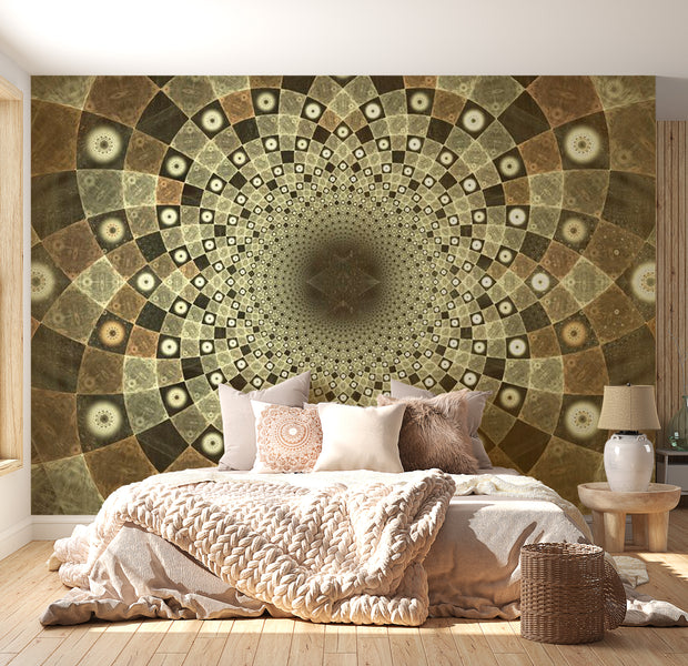 Mandala Wallpaper Wall Mural - Brown Mosaic