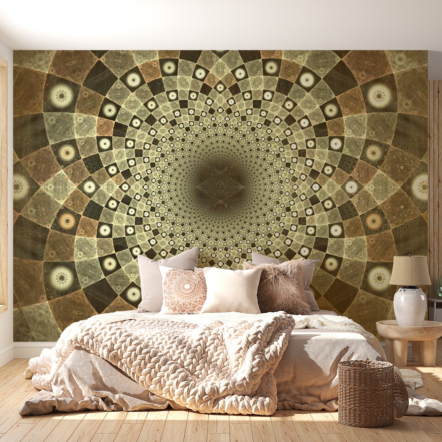 Mandala Wallpaper Wall Mural - Brown Mosaic
