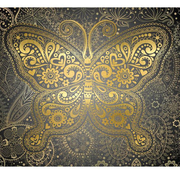 Mandala Wallpaper Wall Mural - Golden Butterfly