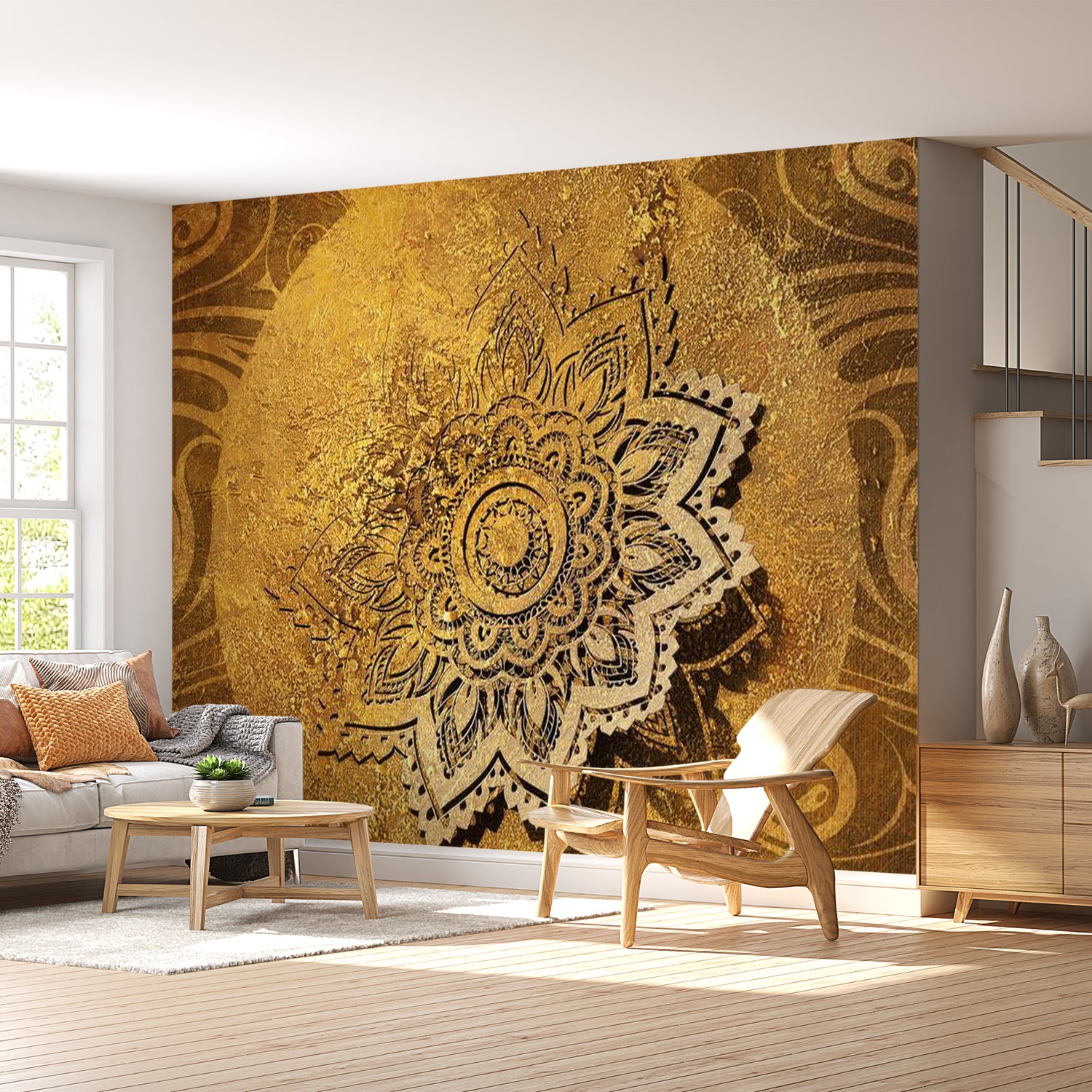 Mandala Wallpaper Wall Mural - Golden Illumination