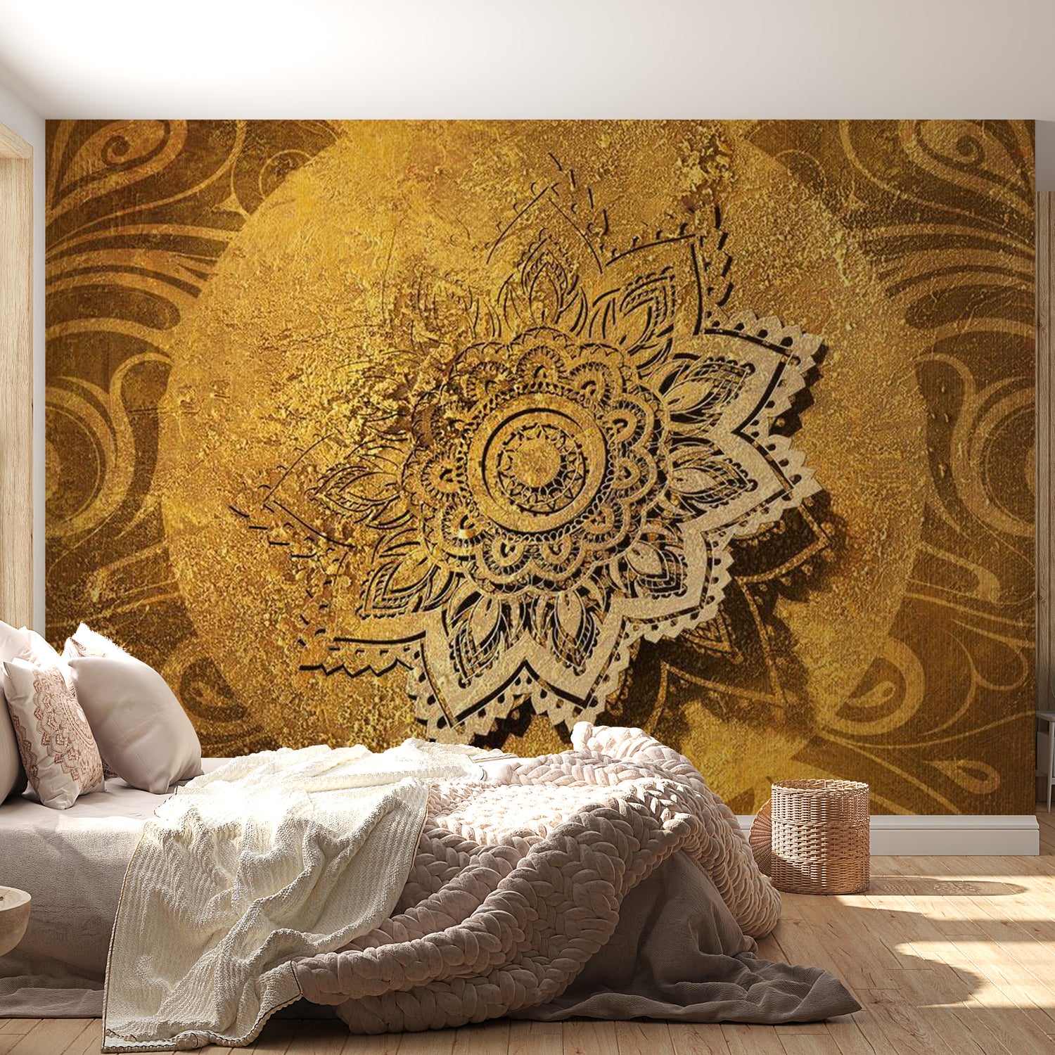 Mandala Wallpaper Wall Mural - Golden Illumination