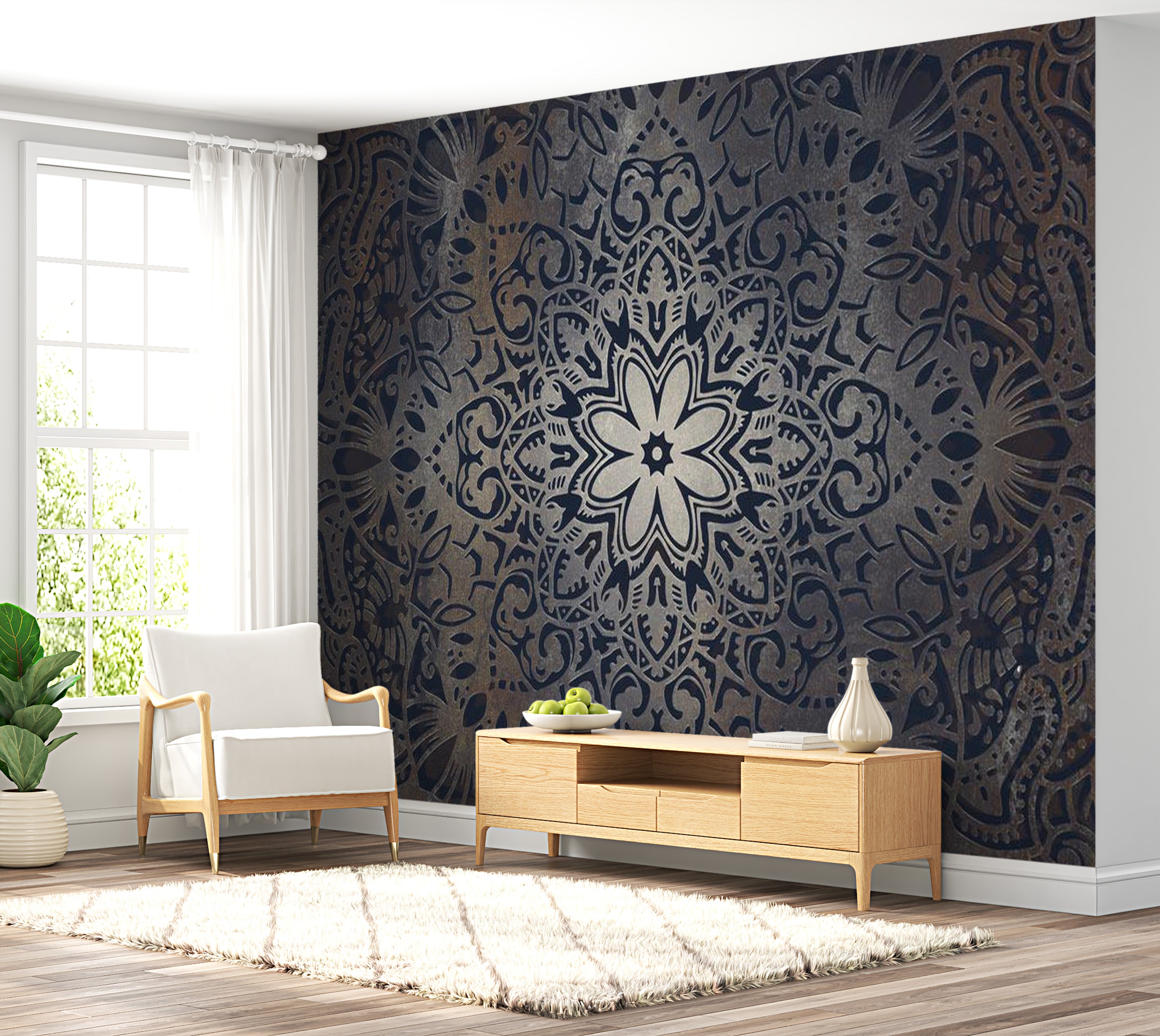 Mandala Wallpaper Wall Mural - Iron Flower