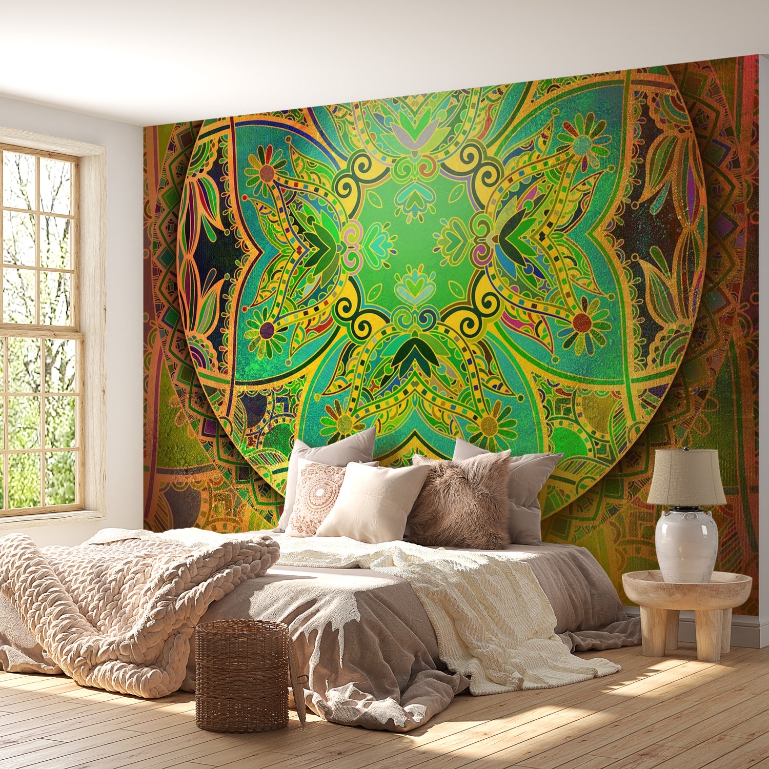 Mandala Wallpaper Wall Mural - Emerald Fantasy
