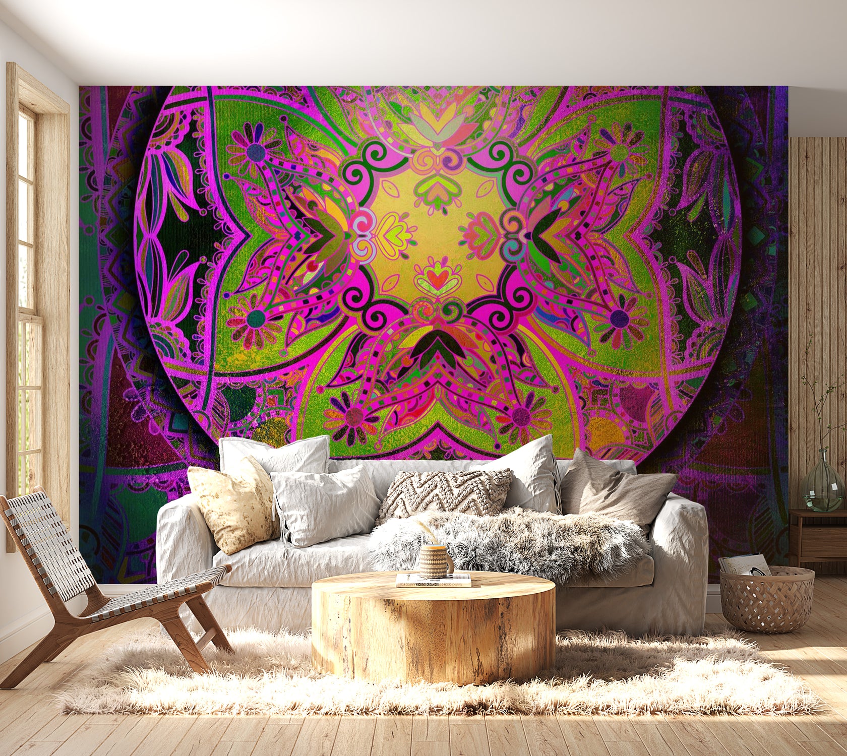 Mandala Wallpaper Wall Mural - Pink Expression