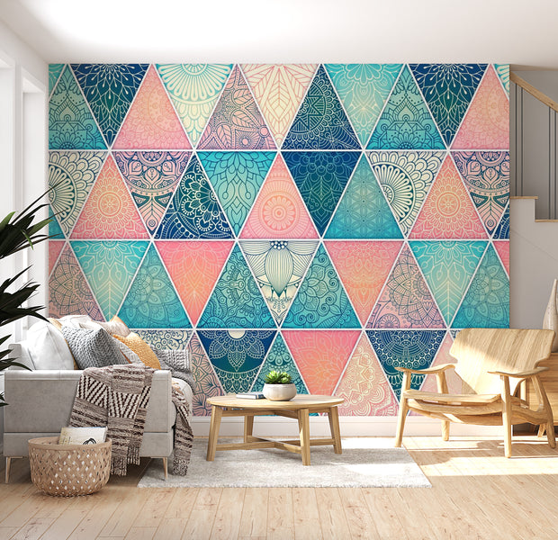 Mandala Wallpaper Wall Mural - Oriental Triangles
