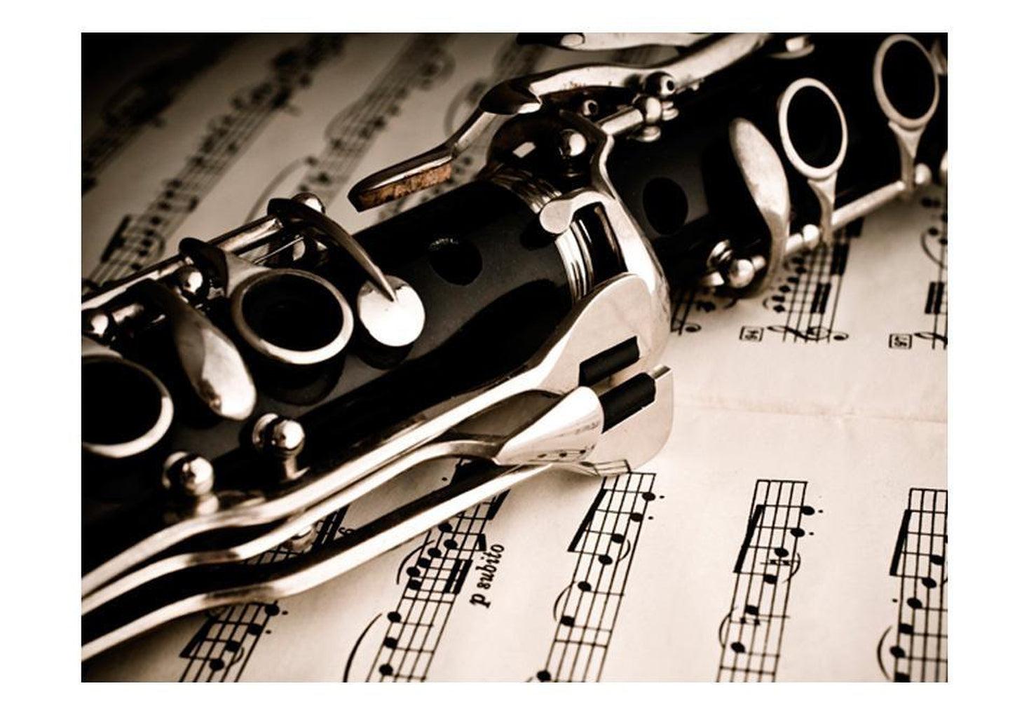 Music Wallpaper Wall Mural - Clarinet & Music Notes