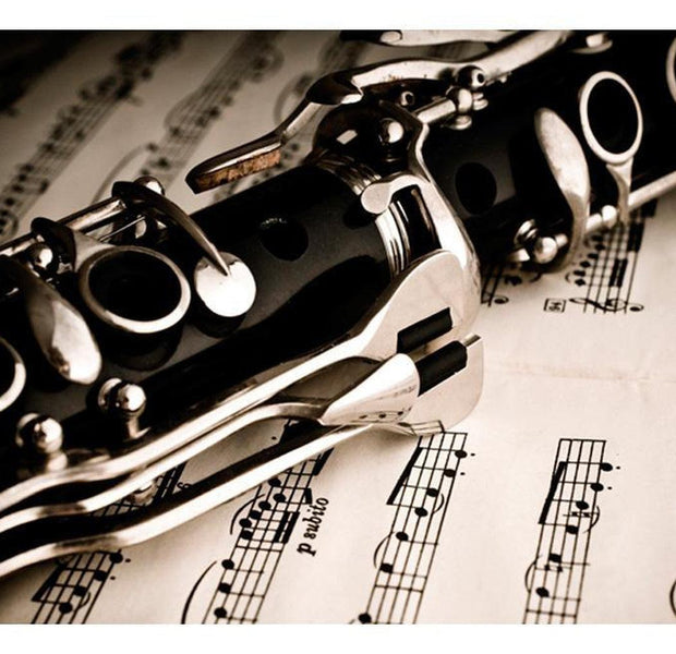 Music Wallpaper Wall Mural - Clarinet & Music Notes