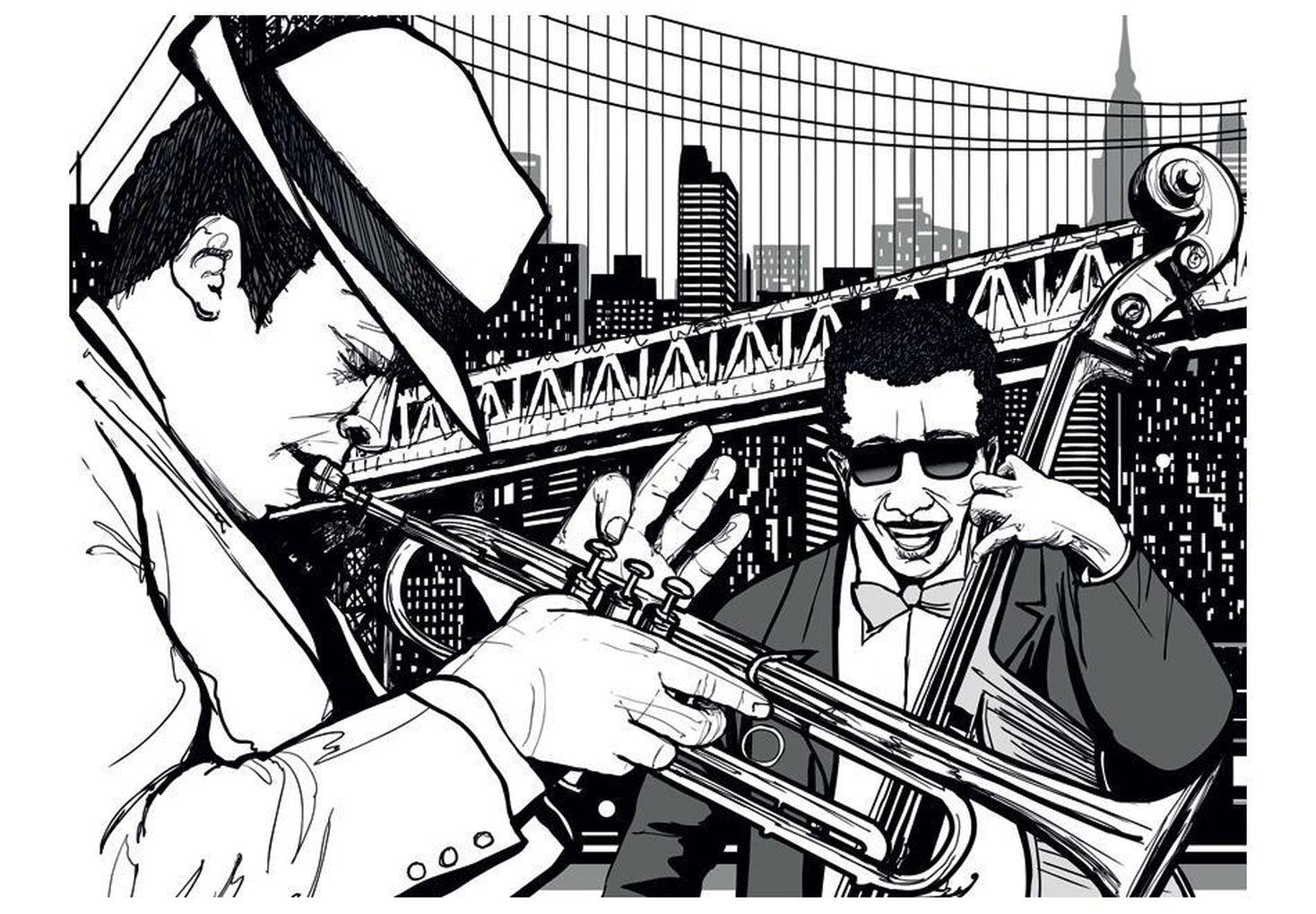 Music Wallpaper Wall Mural - New York Jazz Duo