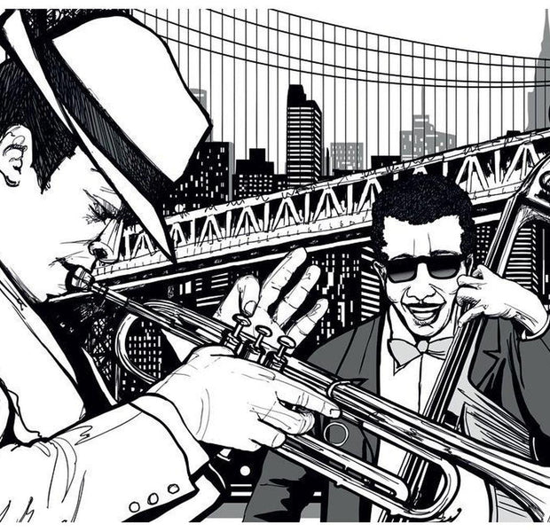 Music Wallpaper Wall Mural - New York Jazz Duo