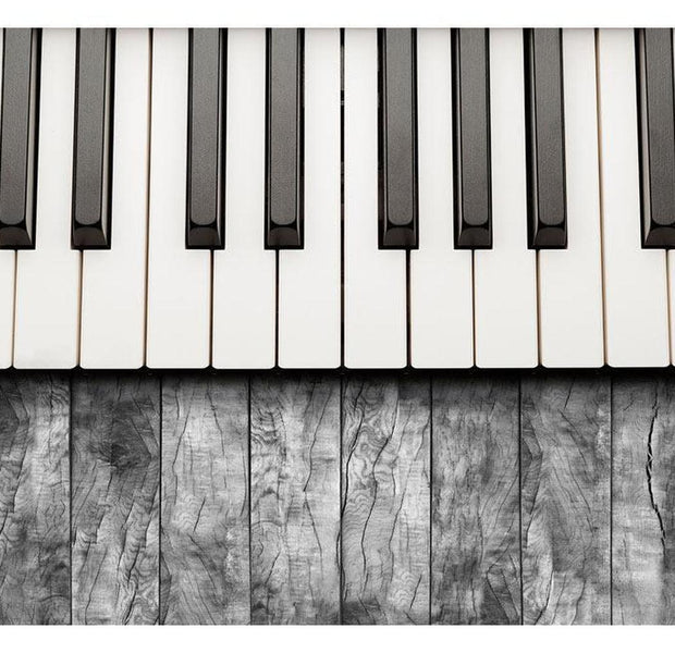Music Wallpaper Wall Mural - Piano & Grey Wood