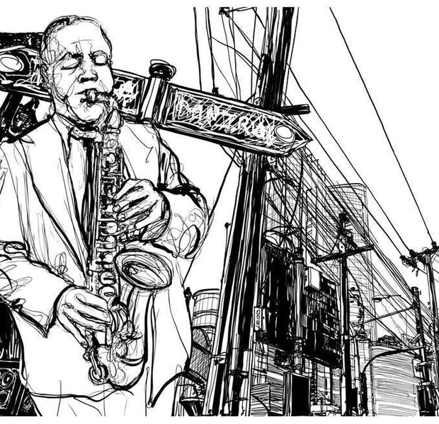 Music Wallpaper Wall Mural - Saxophone On Broadway