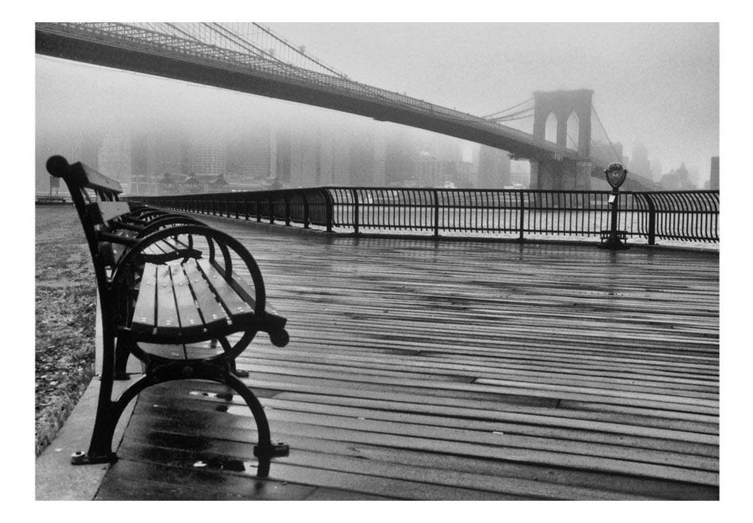 New York Wallpaper Wall Mural - A Foggy Day On The Brooklyn Bridge