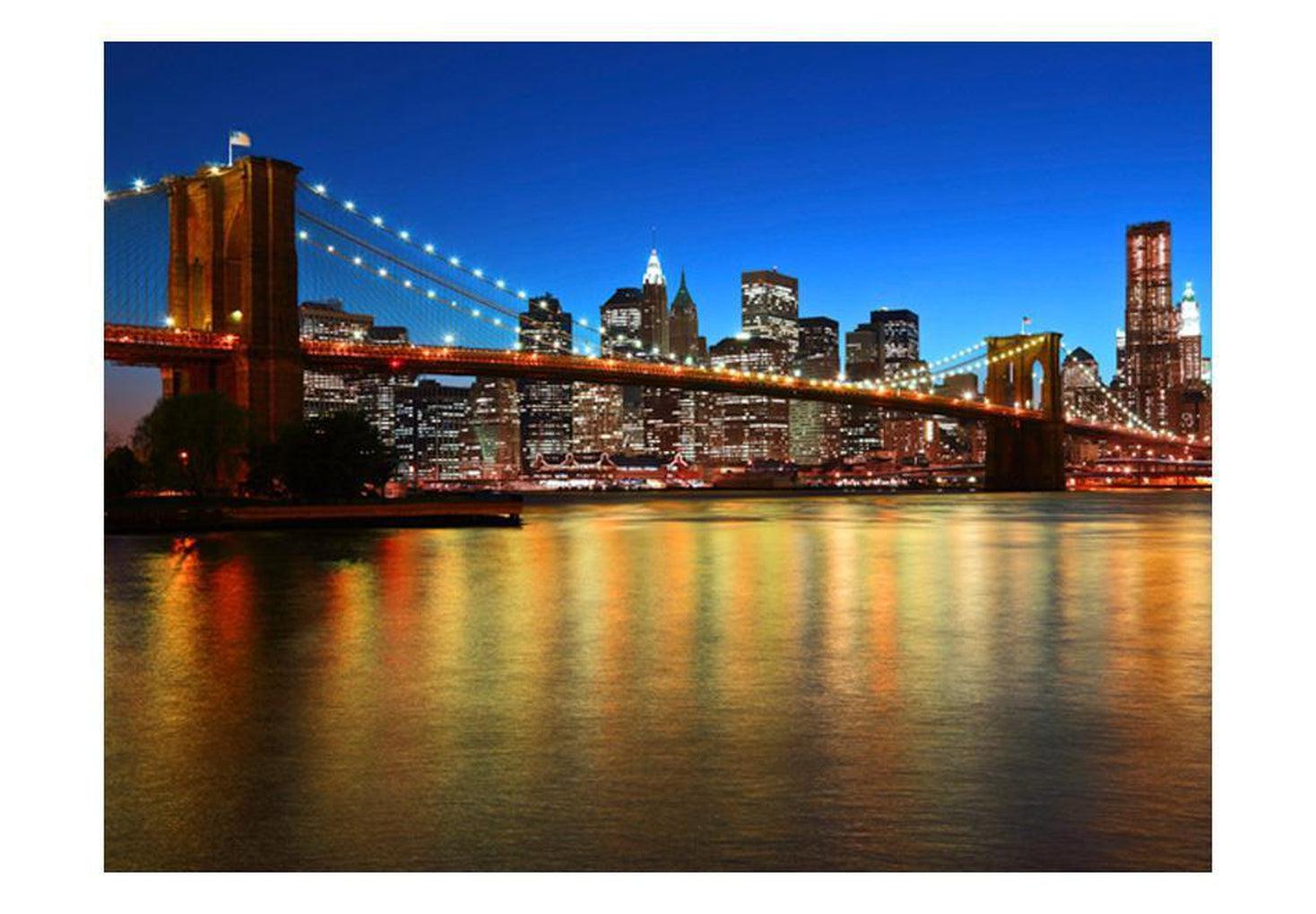 New York Wallpaper Wall Mural - Dusk Over The Brooklyn Bridge