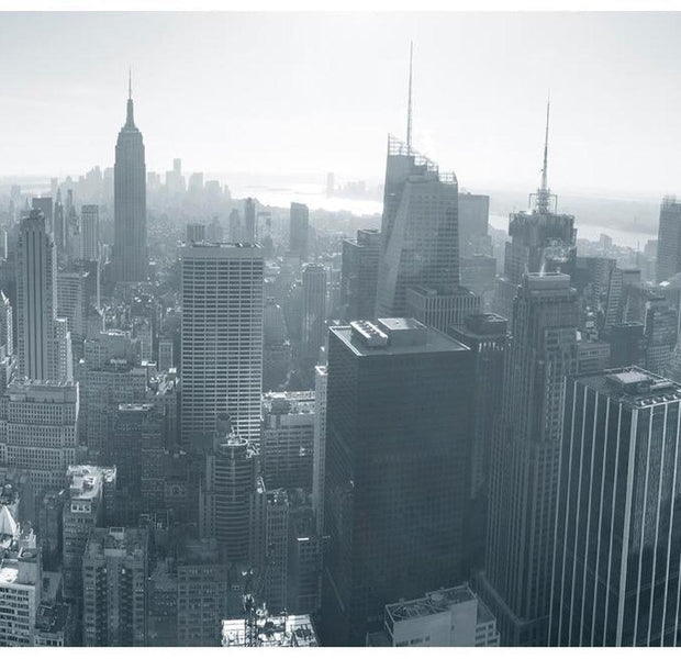 New York Wallpaper Wall Mural - Foggy Skyline In Black & White