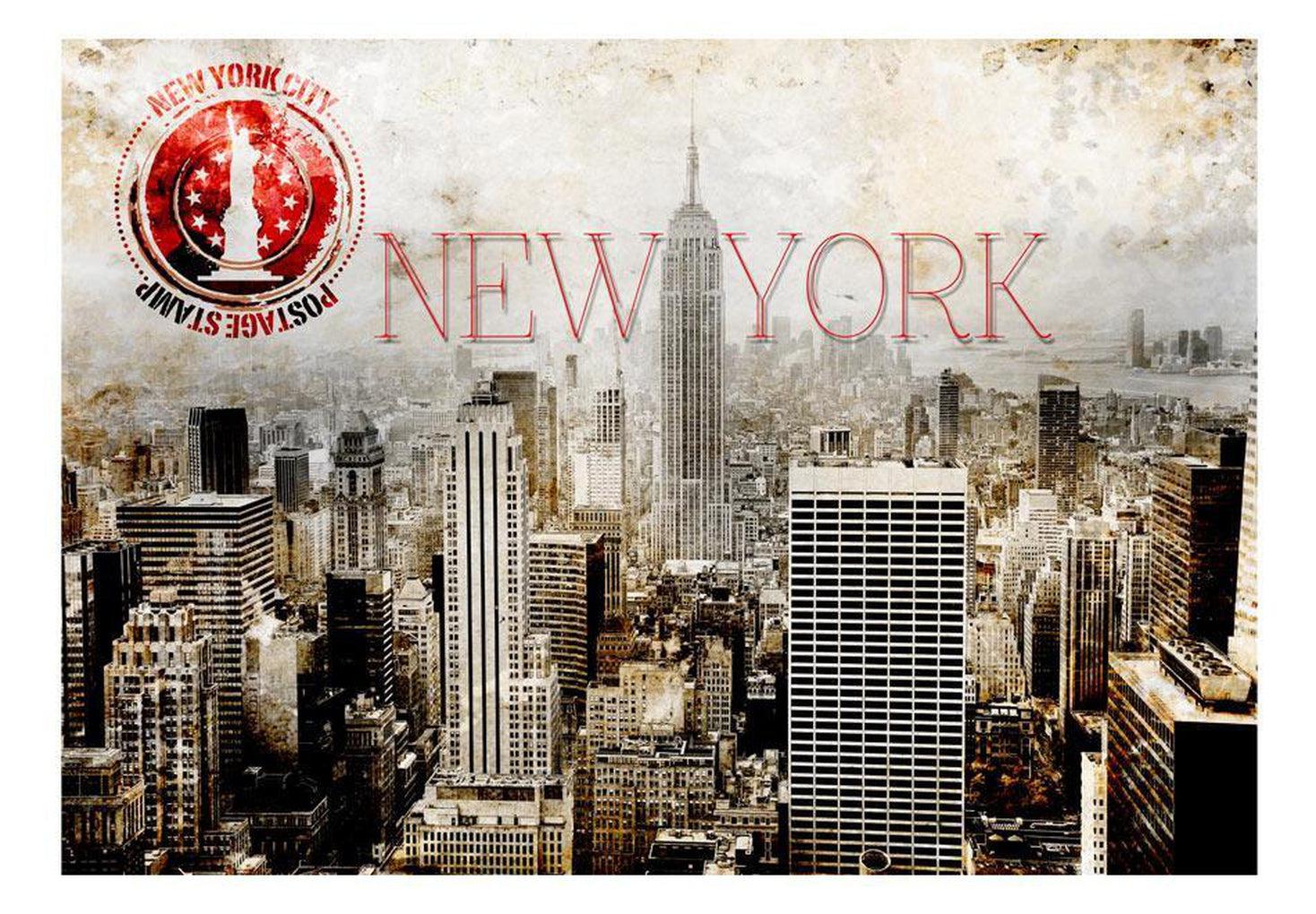 New York Wallpaper Wall Mural - New York - Post Age Stamp