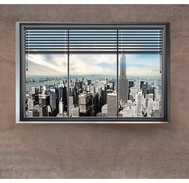 New York Wallpaper Wall Mural - New York Window Grey Wall