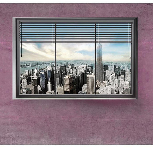 New York Wallpaper Wall Mural - New York Window Purple Wall