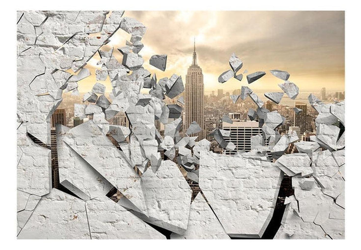 New York Wallpaper Wall Mural - NYC Behind Broken Wall