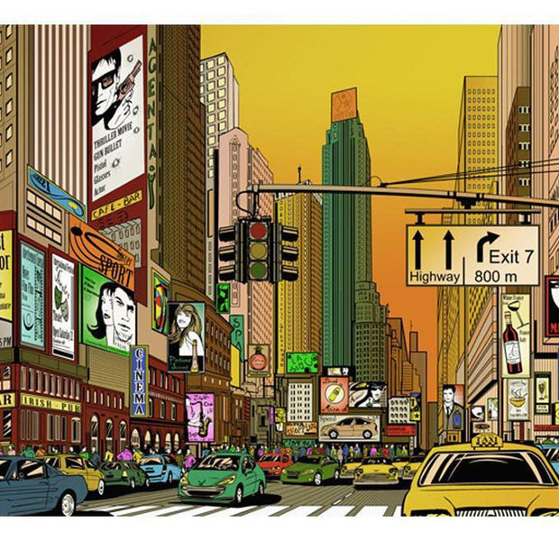 New York Wallpaper Wall Mural - NYC Cartoon