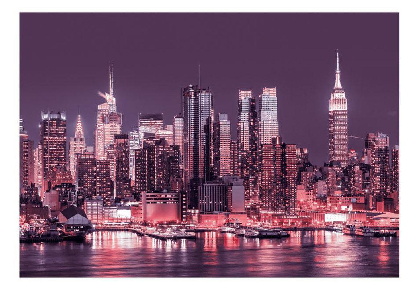 New York Wallpaper Wall Mural - NYC Purple Nights