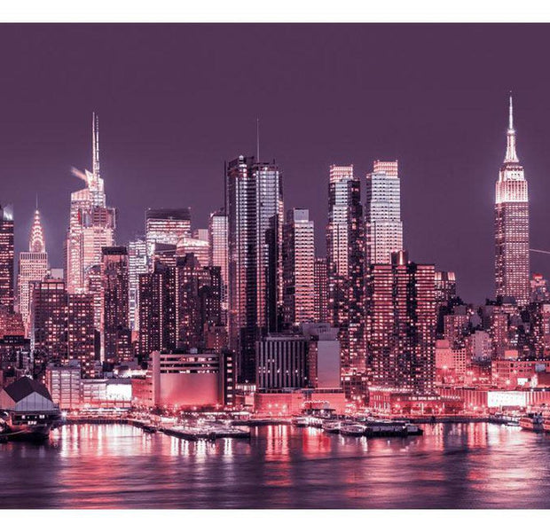 New York Wallpaper Wall Mural - NYC Purple Nights