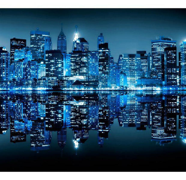 New York Wallpaper Wall Mural - NYC Reflections In Blue