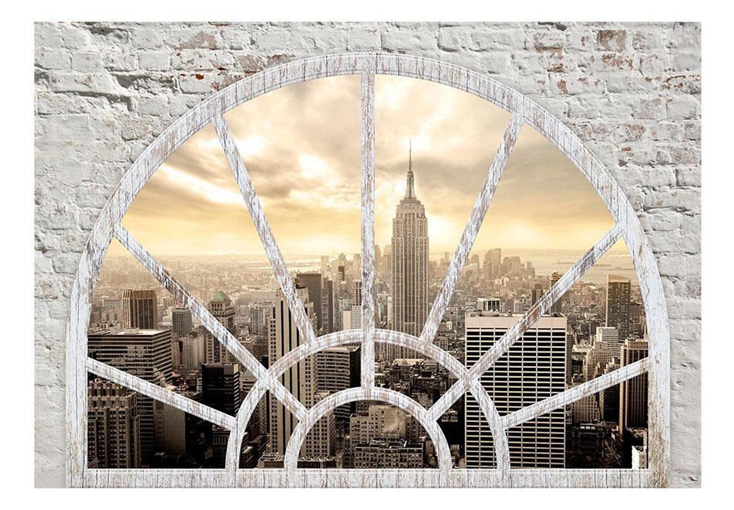 New York Wallpaper Wall Mural - NYC Through On Old Window