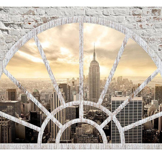 New York Wallpaper Wall Mural - NYC Through On Old Window