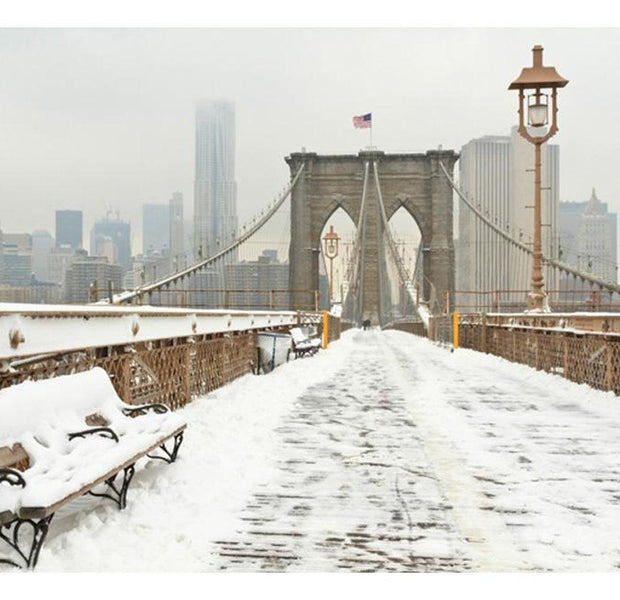 New York Wallpaper Wall Mural - Snow-Covered Bridge In New York