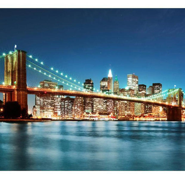 New York Wallpaper Wall Mural - Sparkling Brooklyn Bridge